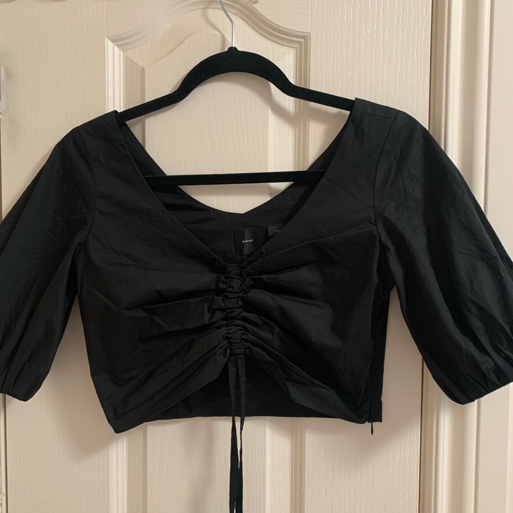 NWT PINKO Black Venezia crop top
